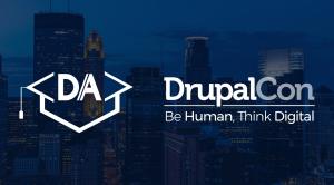 Debug Academy and DrupalCon logo overlay city of Minneapolis 