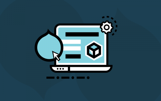 Laptop with Drupal icon